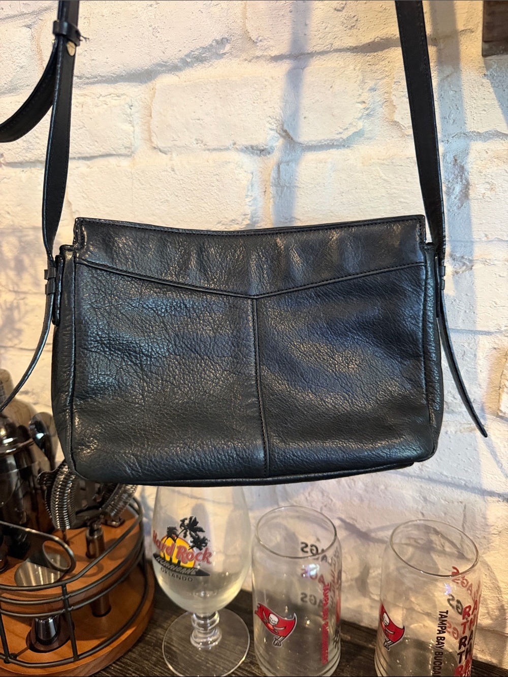 Cole Haan Black felicity Pebbled Leather bag with Front Zips - Picture 4 of 7